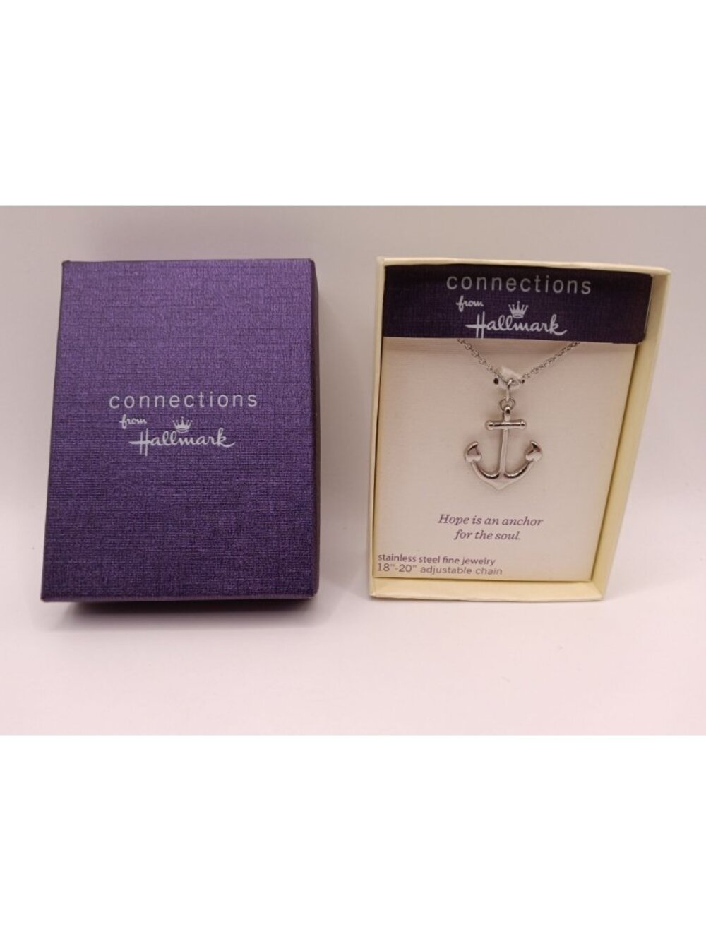 Connections From Hallmark Anchor Pendant Necklace Stainless Steel Adjustable 18" - Picture 2 of 4